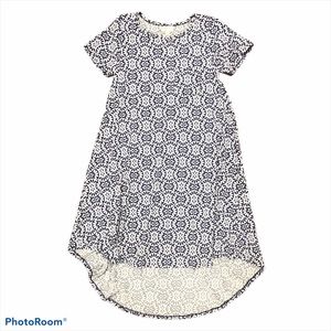 LuLaRoe Carly Dress in Dark Royal Blue/Light Blue